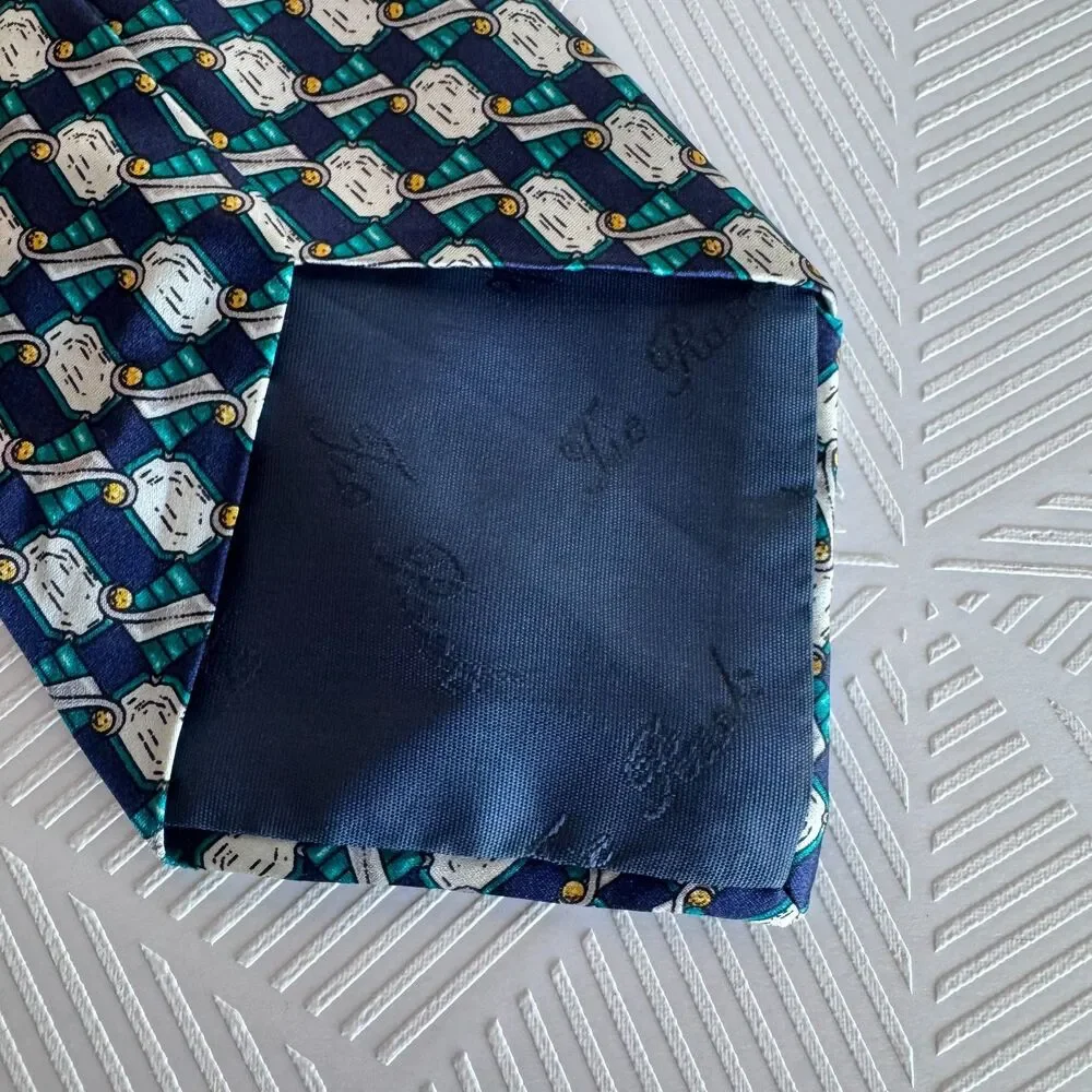 Luca Franzini Tie Rack Luxury Tie Navy Gemstone Print Silk Necktie